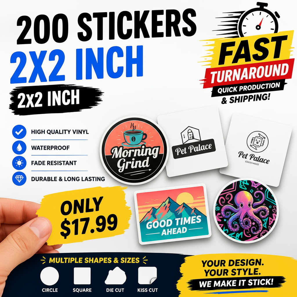 Colorful custom stickers from Digital Chaotik featuring various bold and artistic designs on a white background.