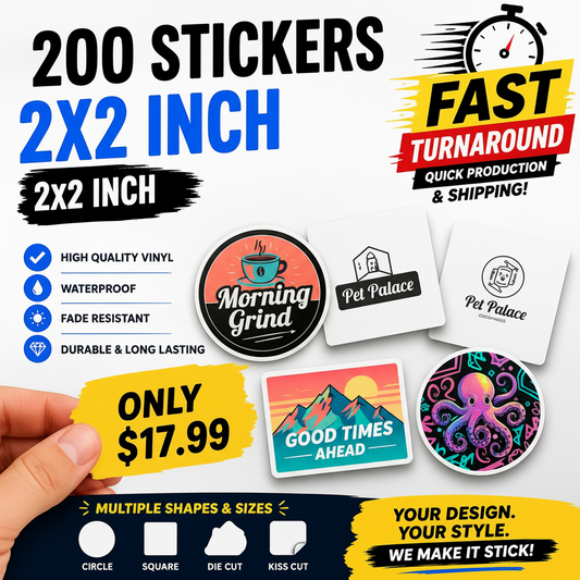 Colorful custom stickers from Digital Chaotik featuring various bold and artistic designs on a white background.