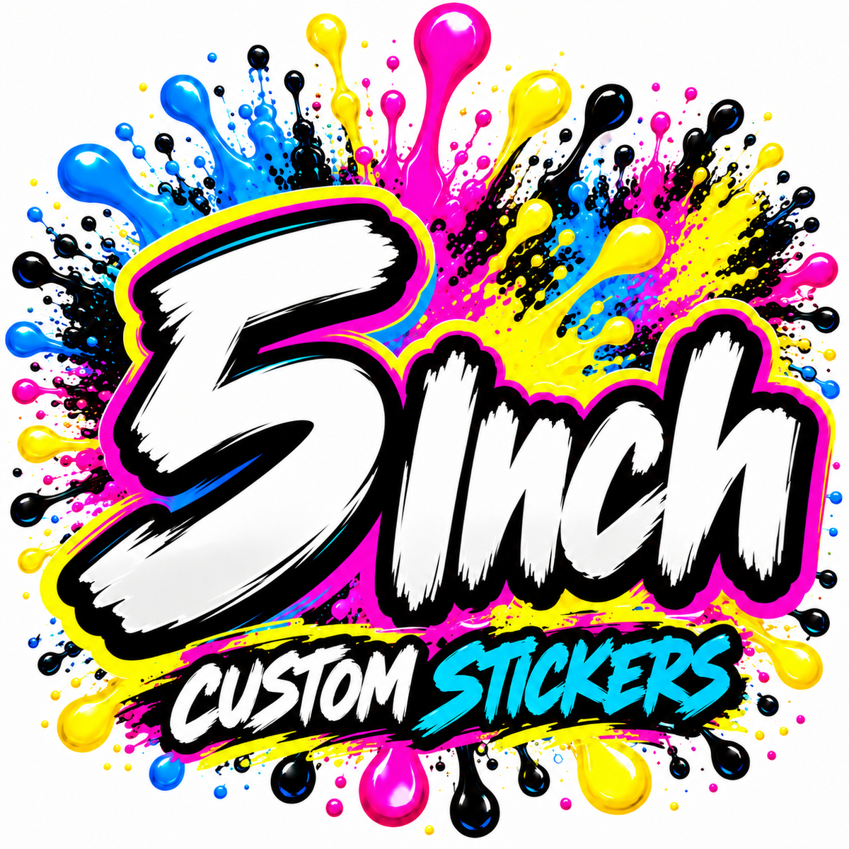 Custom 5-inch waterproof vinyl stickers from DC Print Haus, featuring vibrant designs on durable sticker sheets.