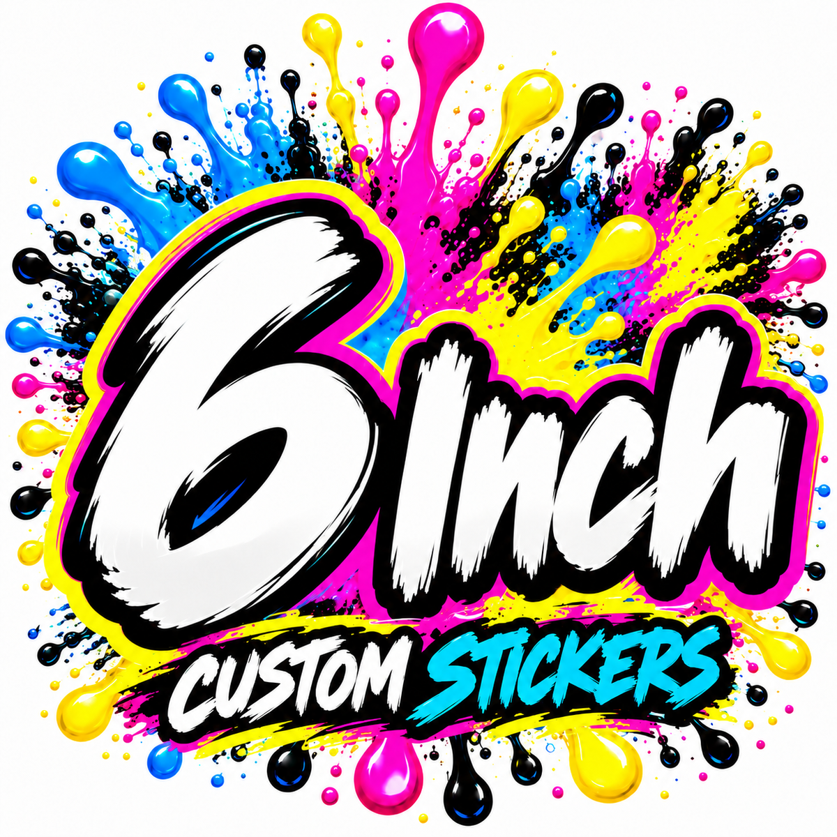 Custom DC Print Haus waterproof vinyl stickers, 6-inch bulk pack featuring vibrant, durable sticker designs for versatile use.