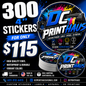 Custom 4-inch die cut stickers by DC Print Haus made of waterproof vinyl, perfect for personalized outdoor or indoor decoration.