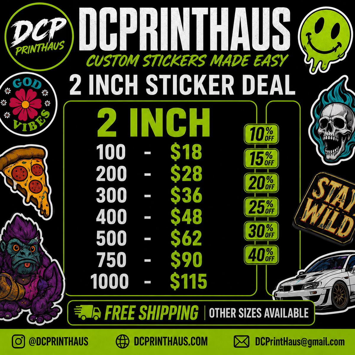 Custom Stickers 2 inch bulk deal!