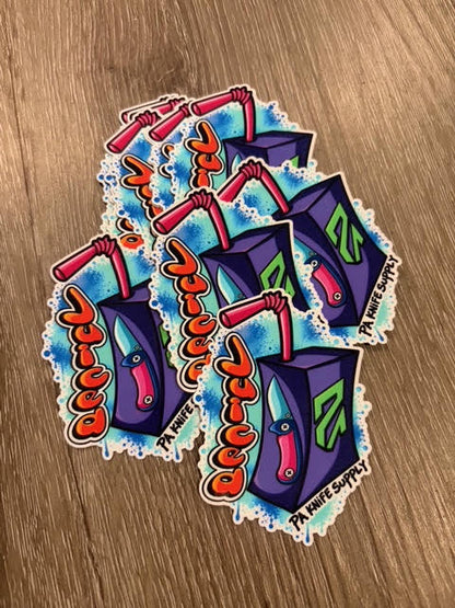 Waterproof 2-inch custom stickers from DC Print Haus featuring vibrant designs on durable vinyl material.